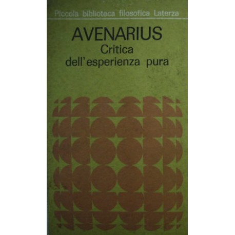 Avenarius. Critica dell'esperienza pura -  cura di Antonio Verdino